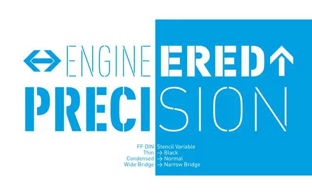 FF DIN Stencil specimen from FontFont