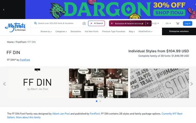 FF DIN specimen from FontFont