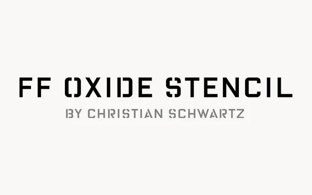FF Oxide Stencil specimen from FontFont