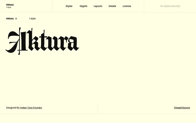 Aktura specimen from Fontshare
