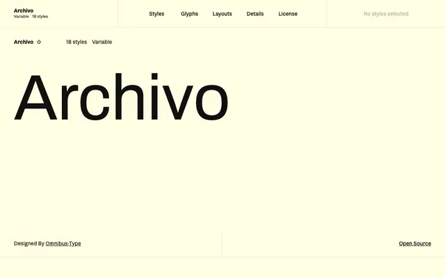 Archivo specimen from Fontshare