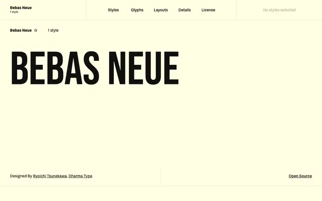 Bebas Neue specimen from Fontshare
