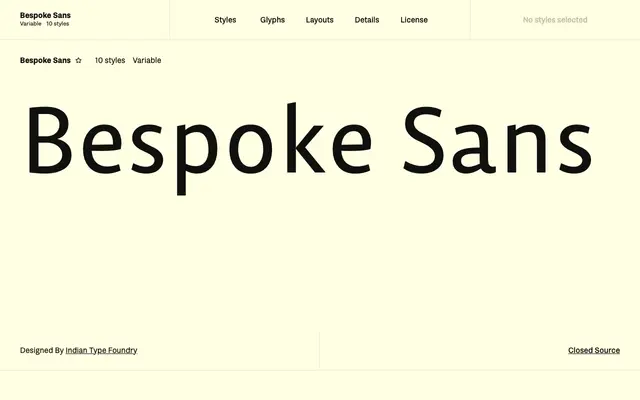 Bespoke Sans specimen from Fontshare