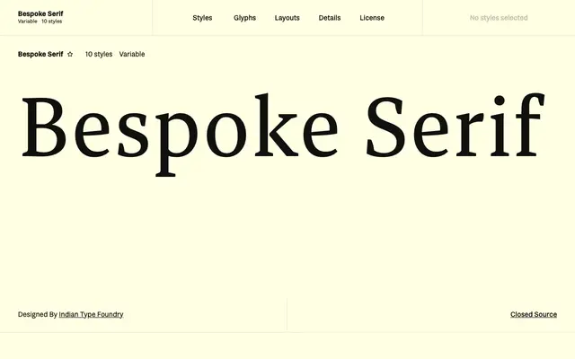 Bespoke Serif specimen from Fontshare