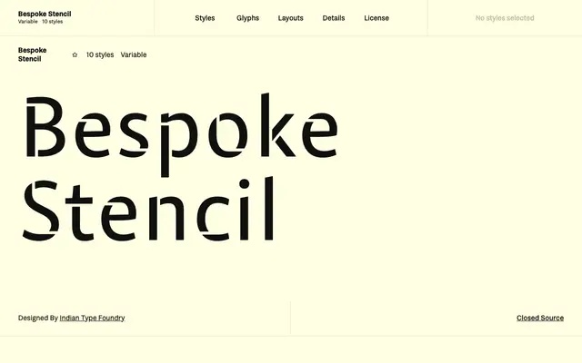 Bespoke Stencil specimen from Fontshare