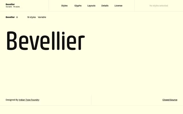 Bevellier specimen from Fontshare