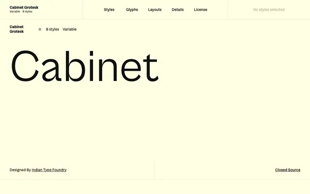 Cabinet Grotesk specimen from Fontshare