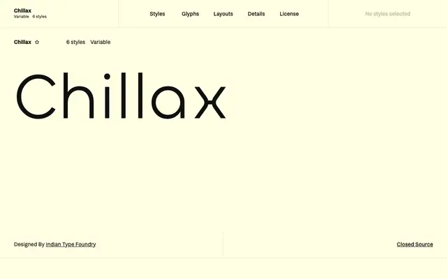 Chillax specimen from Fontshare