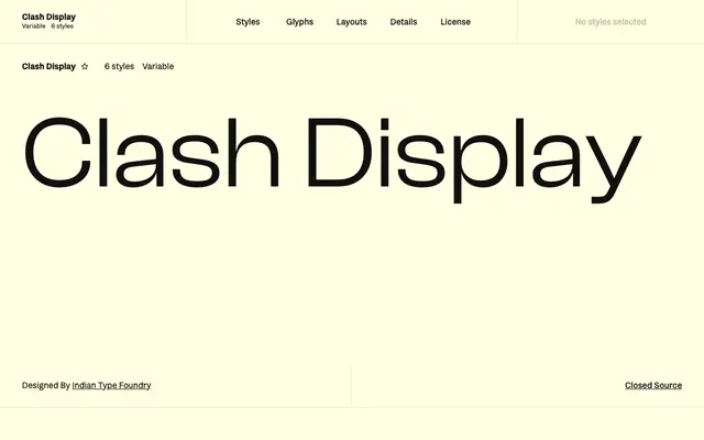 Clash Display specimen from Fontshare