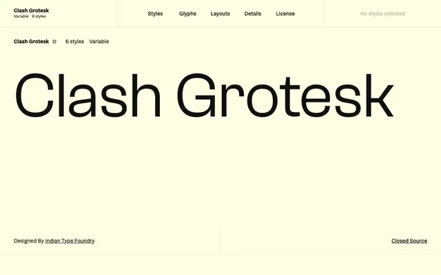 Clash Grotesk specimen from Fontshare