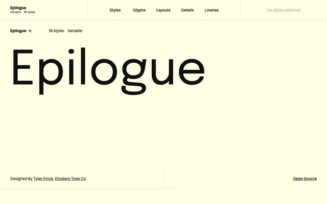 Epilogue specimen from Fontshare