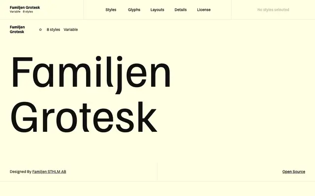 Familjen Grotesk specimen from Fontshare