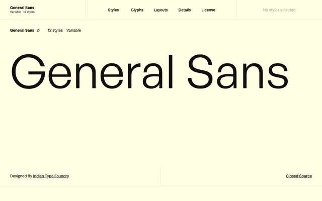 General Sans specimen from Fontshare