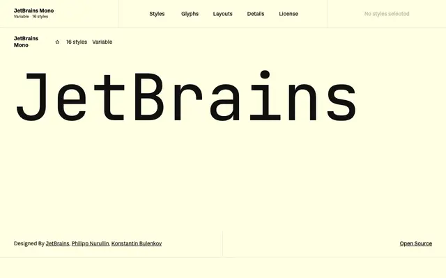 JetBrains Mono specimen from Fontshare