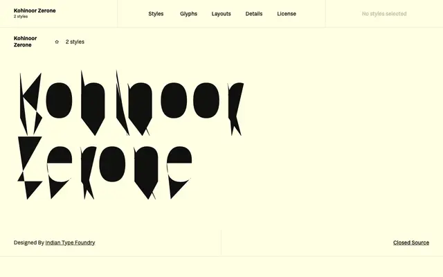 Kohinoor Zerone specimen from Fontshare