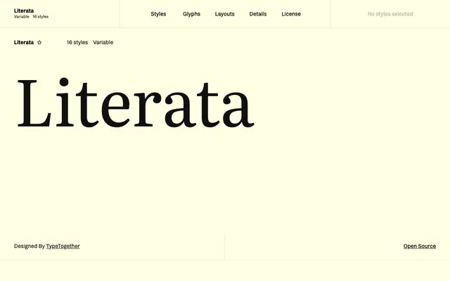 Literata specimen from Fontshare