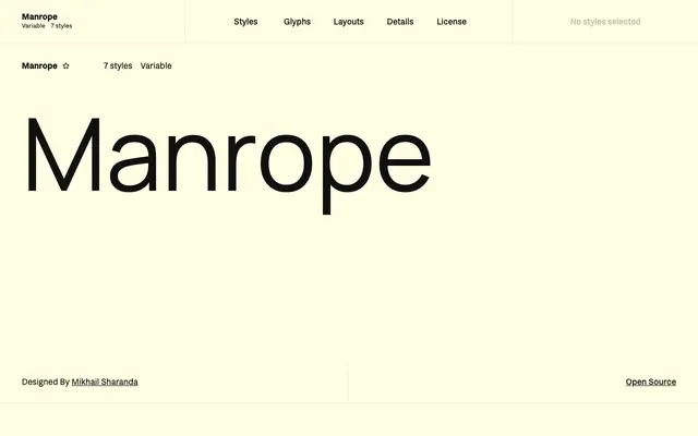 Manrope specimen from Fontshare