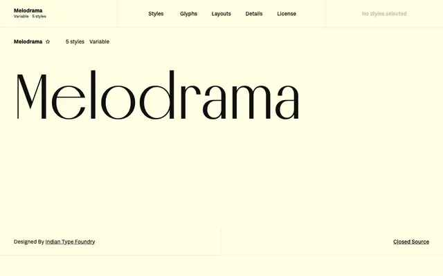 Melodrama specimen from Fontshare