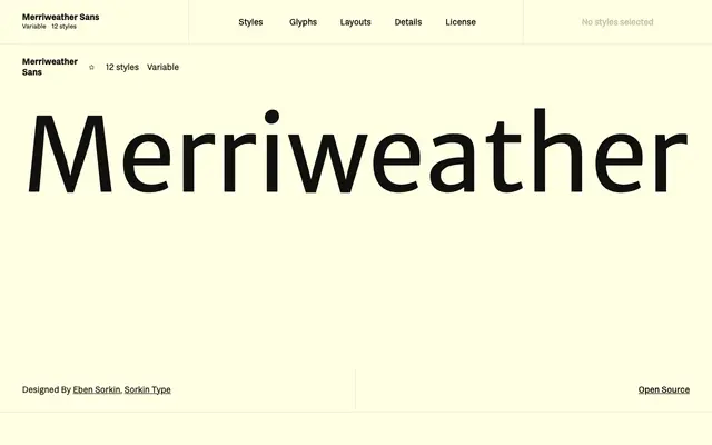 Merriweather Sans specimen from Fontshare