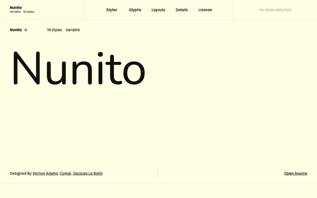 Nunito specimen from Fontshare