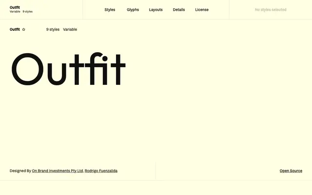 Outfit specimen from Fontshare