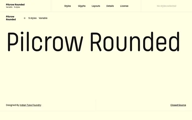 Pilcrow Rounded specimen from Fontshare