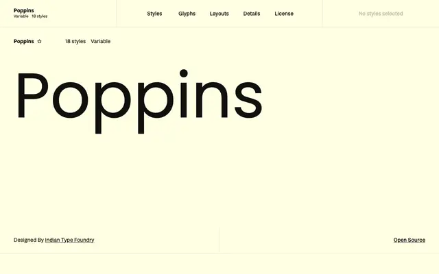 Poppins specimen from Fontshare