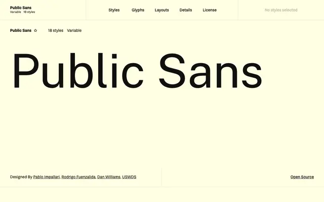 Public Sans specimen from Fontshare