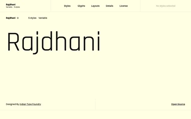 Rajdhani specimen from Fontshare
