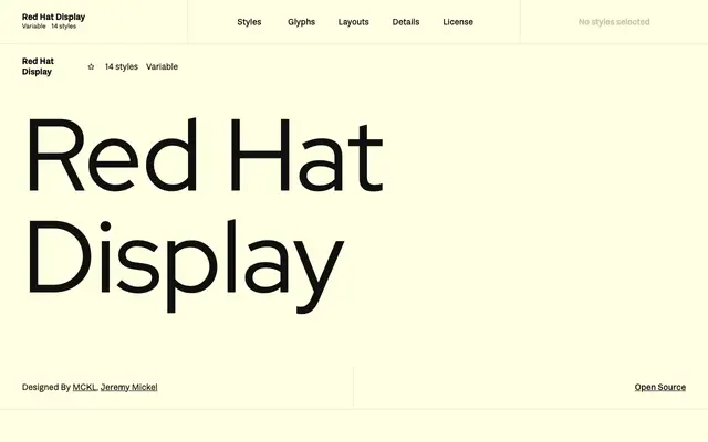 Red Hat Display specimen from Fontshare