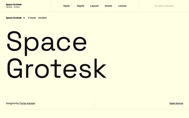 Space Grotesk specimen from Fontshare