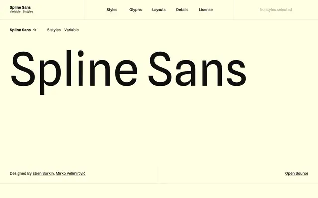 Spline Sans specimen from Fontshare