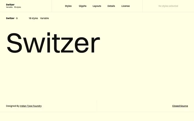 Switzer specimen from Fontshare
