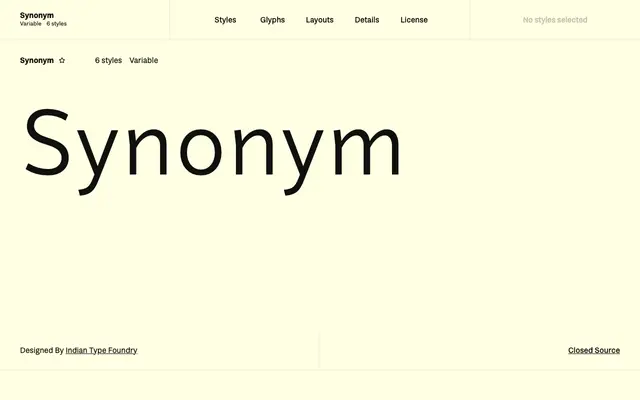 Synonym specimen from Fontshare