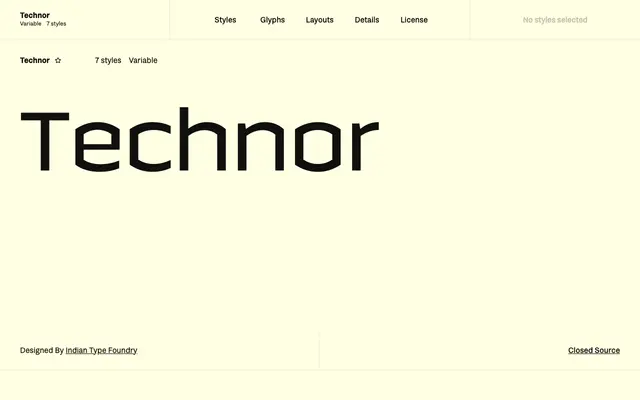 Technor specimen from Fontshare