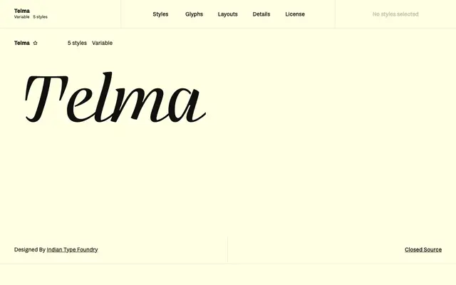 Telma specimen from Fontshare