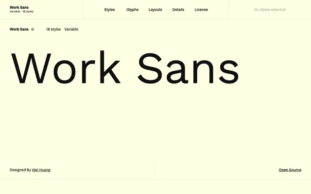 Work Sans specimen from Fontshare