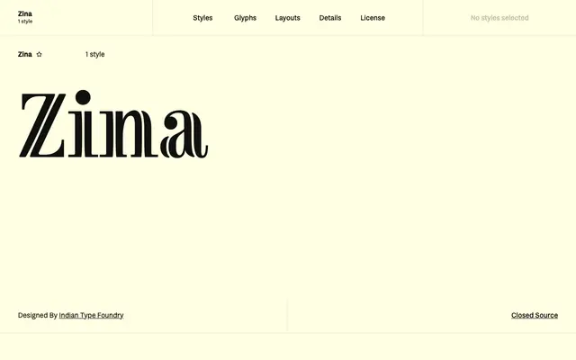 Zina specimen from Fontshare