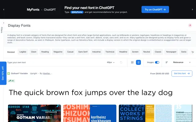 Display Fonts specimen from Fontsmith
