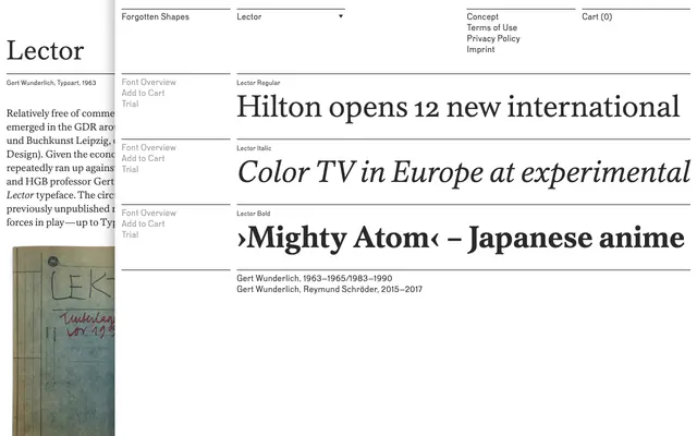 Lector specimen from Forgotten Shapes