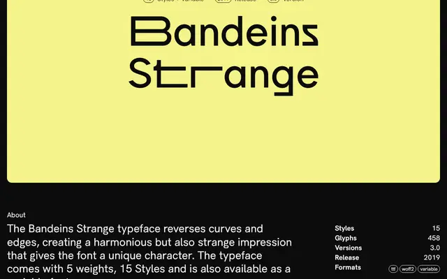 Bandeins Strange specimen from Format.otf