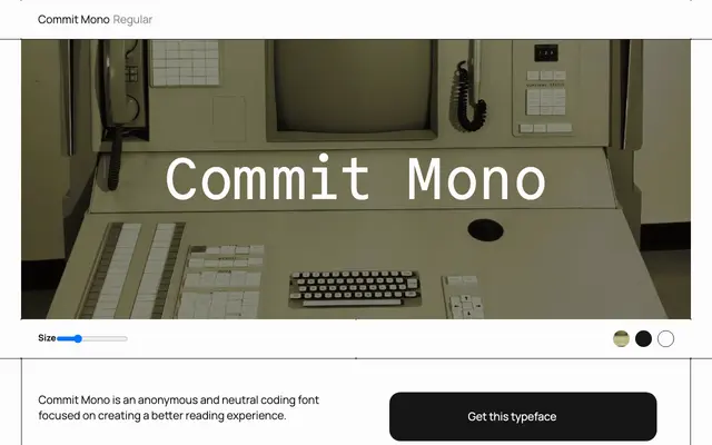 Commit Mono specimen from Free Faces