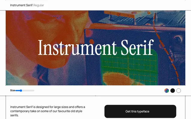 Instrument Serif specimen from Free Faces