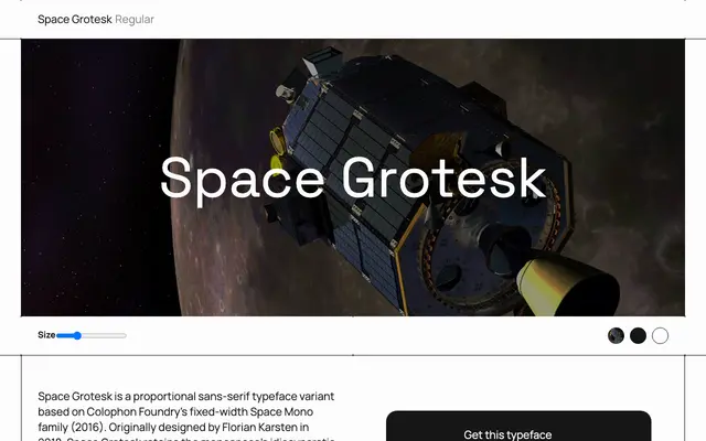 Space Grotesk specimen from Free Faces