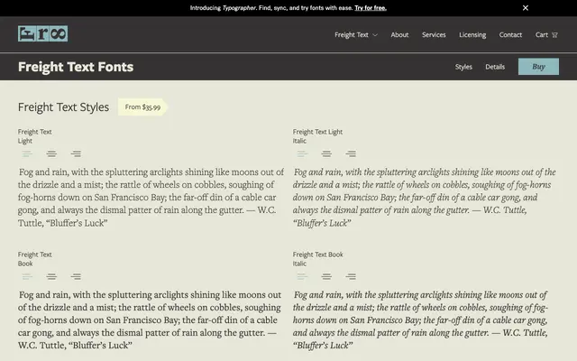 Freight Text specimen from Freight Collection