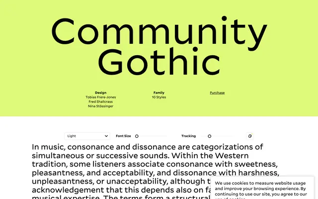 Community Gothic specimen from Frere-Jones