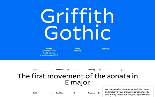 Griffith Gothic specimen from Frere-Jones