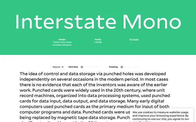 Interstate Mono specimen from Frere-Jones