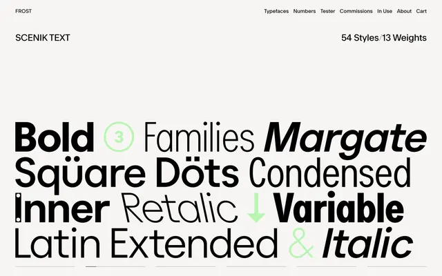 Scenik Text specimen from Frost