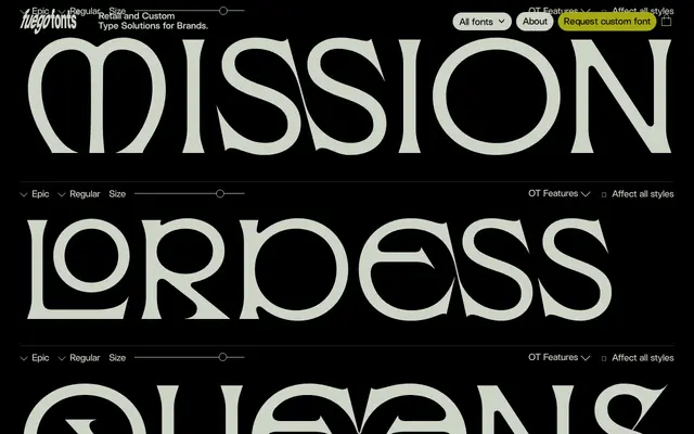 Epic specimen from Fuego Fonts